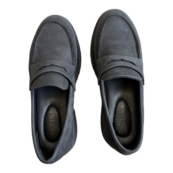 Portland Leather Goods Patina Shadow Black Zoe Chunky Loafers Size 6.5 - Picture 13 of 15